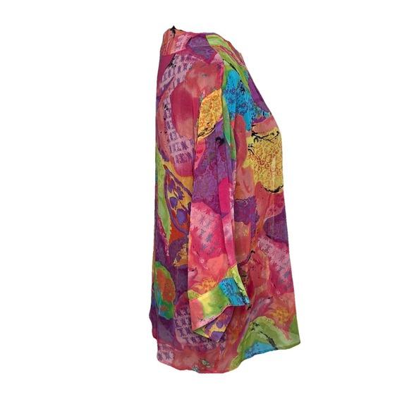 Laura Ashley Size‎ S 100% Silk Semi Transparent Pastel Color Jacket Floral Print - Picture 4 of 6